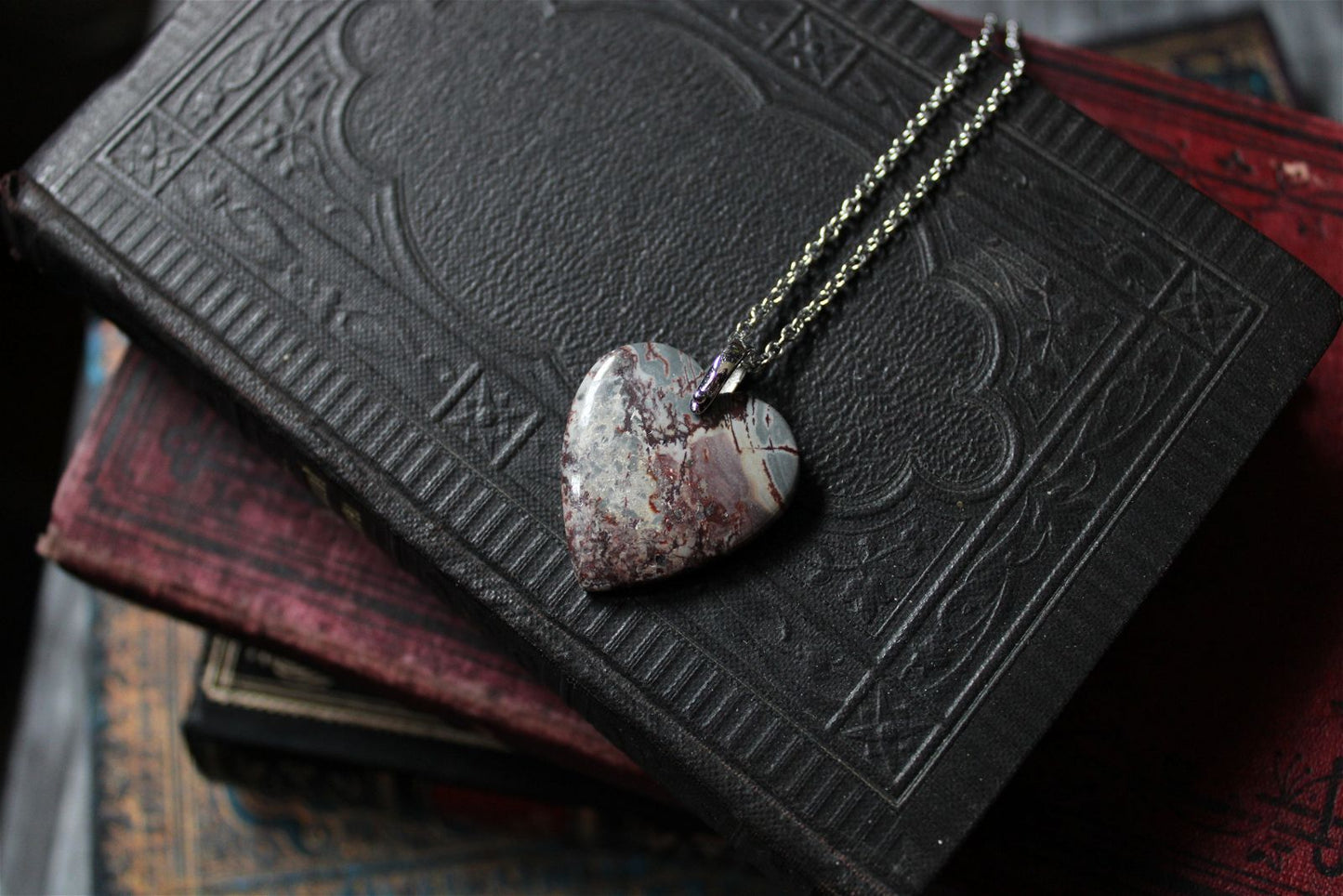 Collier coeur en sonora rhyolite - Aurore Lune 