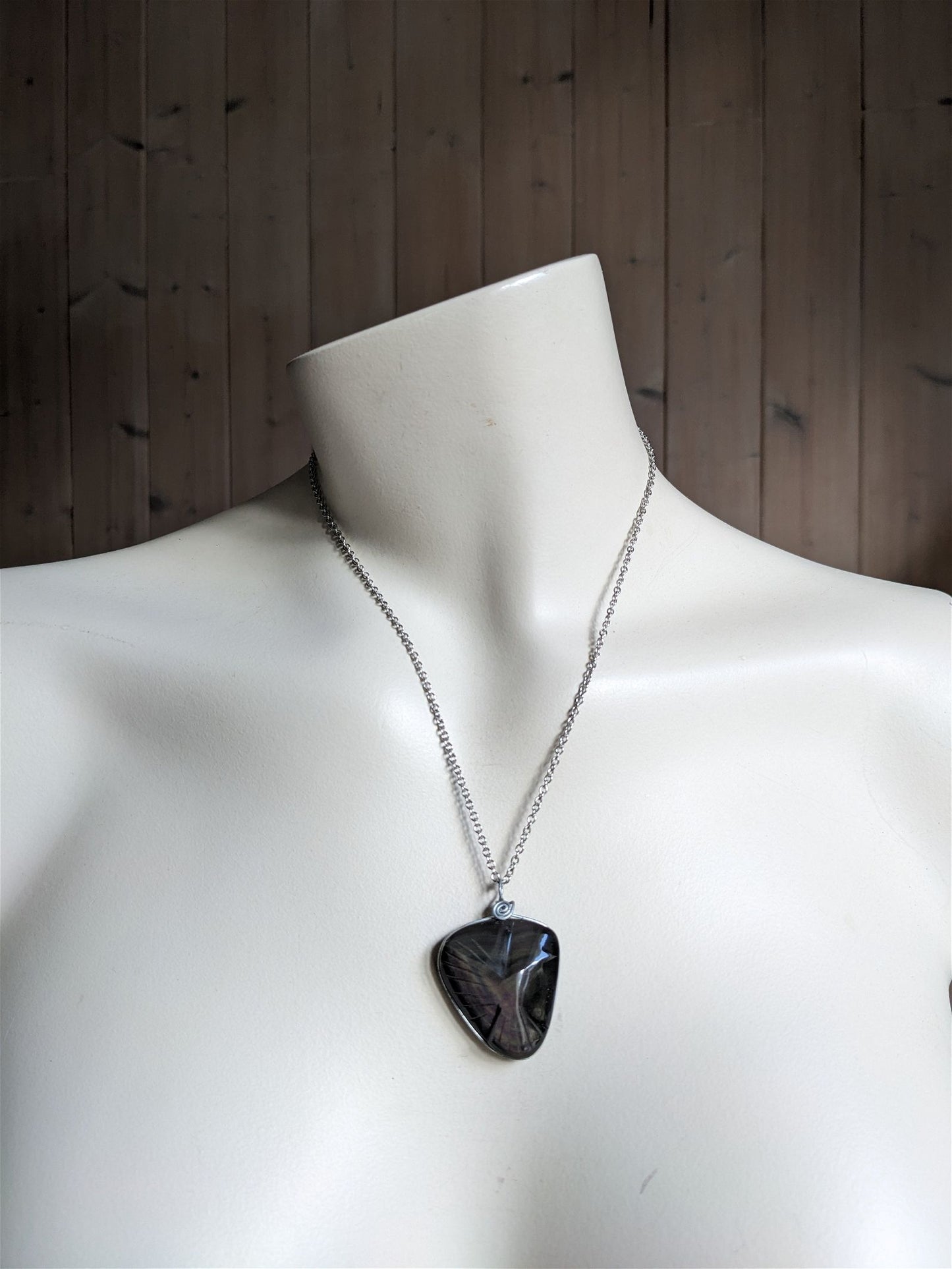 Collier colombe obsidienne oeil céleste - Aurore Lune 