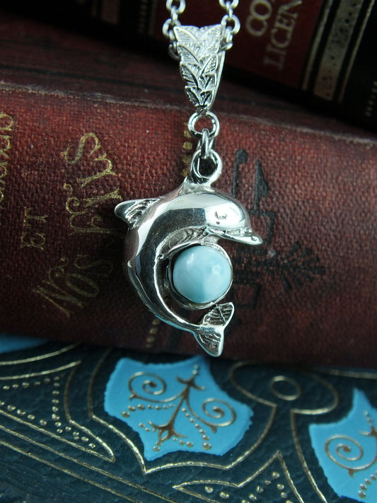 Collier dauphin avec larimar - Aurore Lune 