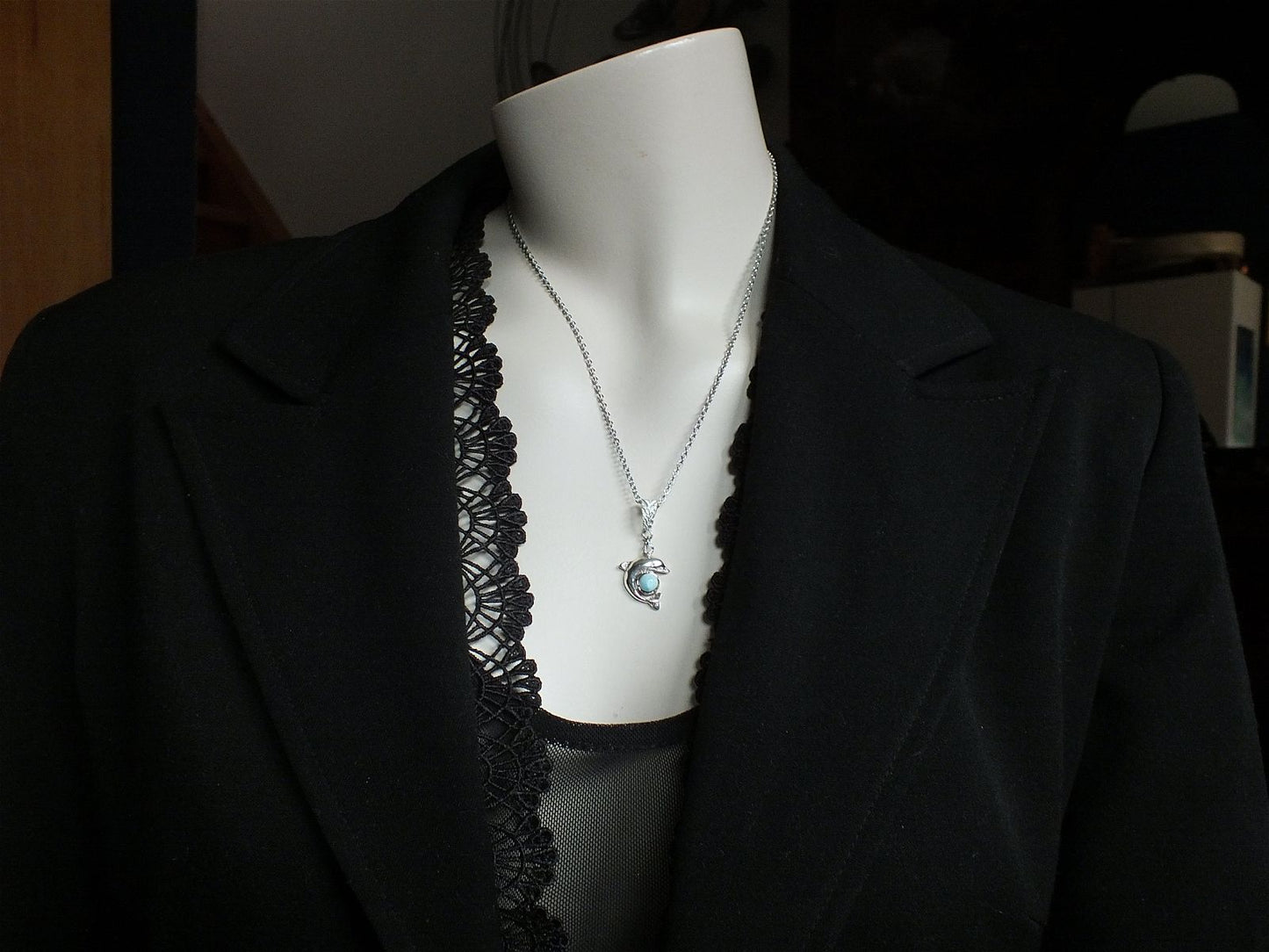 Collier dauphin avec larimar - Aurore Lune 