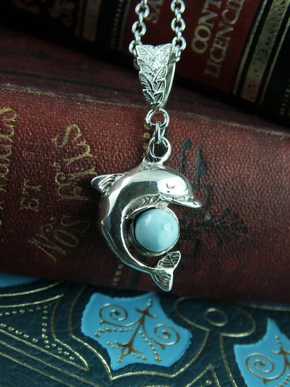 Collier dauphin avec larimar - Aurore Lune 