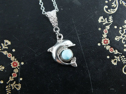 Collier dauphin avec larimar - Aurore Lune 