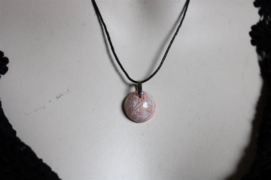 Collier de douceur en agate candy cotton - Aurore Lune 