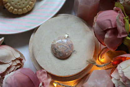 Collier de douceur en agate candy cotton - Aurore Lune 