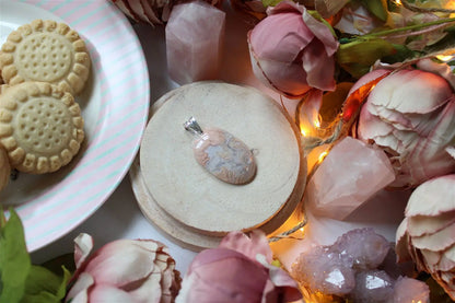Collier de douceur en agate candy cotton - Aurore Lune 
