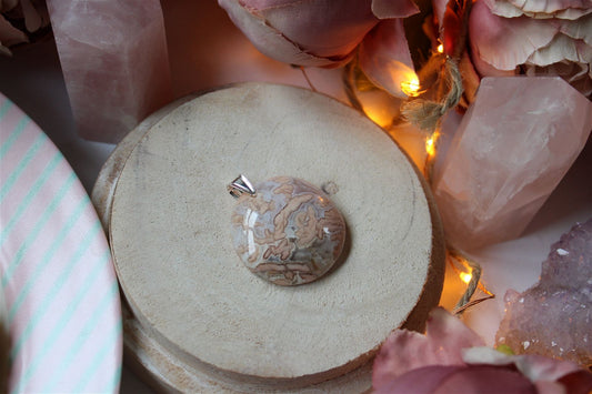 Collier de douceur en agate candy cotton - Aurore Lune 