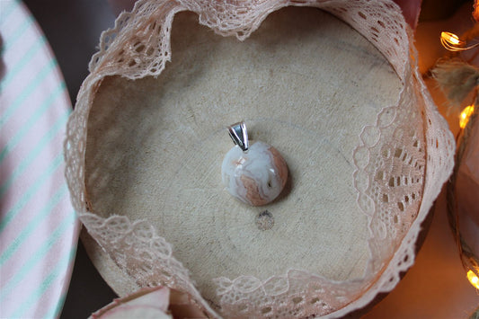 Collier de douceur en agate candy cotton - Aurore Lune 