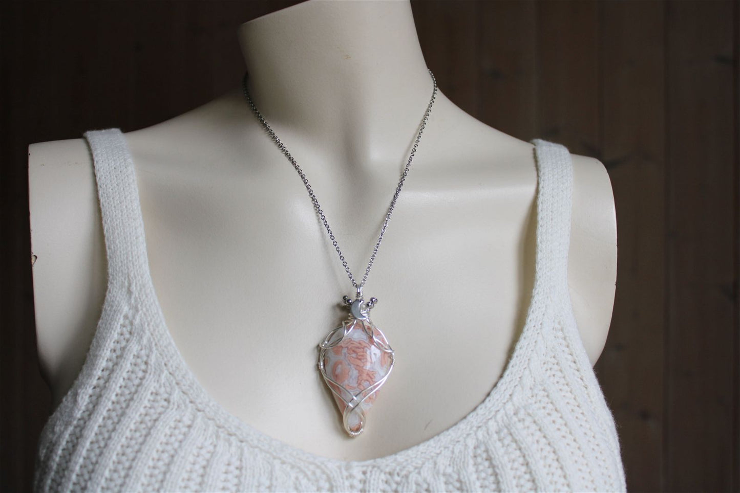 Collier de douceur en agate candy cotton - Aurore Lune 