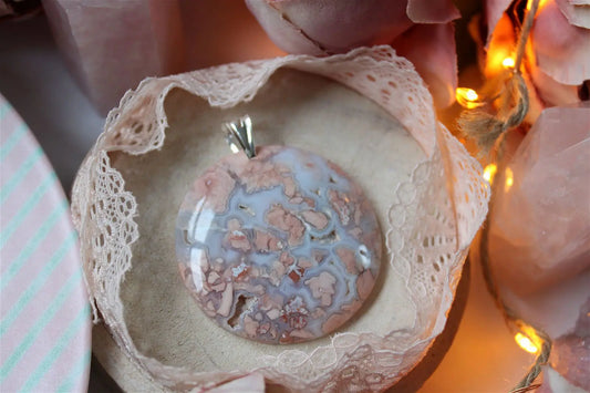 Collier de douceur en agate candy cotton XL - Aurore Lune 