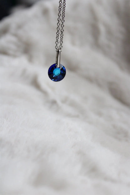 Collier décoré SWAROVSKI bleu nuit - Aurore Lune 