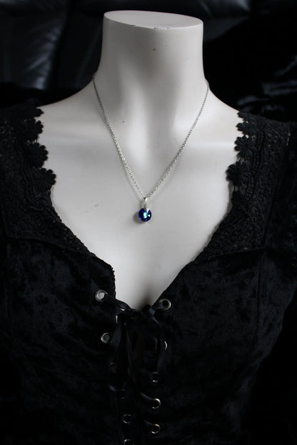 Collier décoré SWAROVSKI bleu nuit - Aurore Lune 