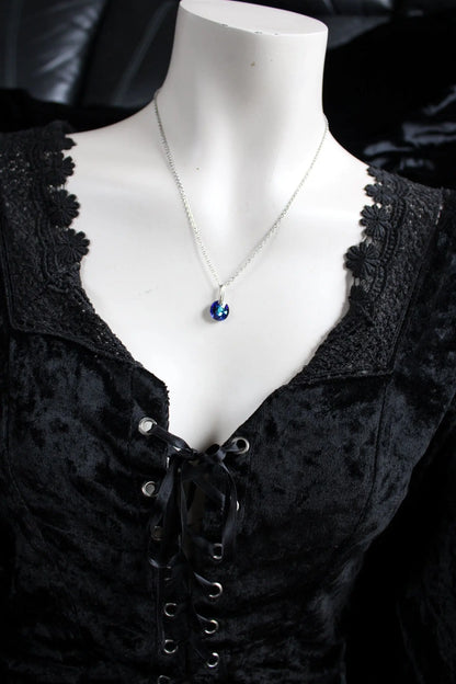 Collier décoré SWAROVSKI bleu nuit - Aurore Lune 