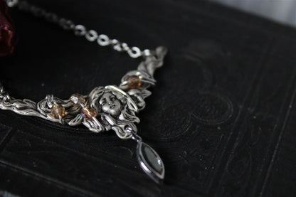 Collier décoré de swarovski original Art Nouveau - Aurore Lune 