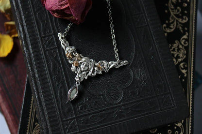 Collier décoré de swarovski original Art Nouveau - Aurore Lune 