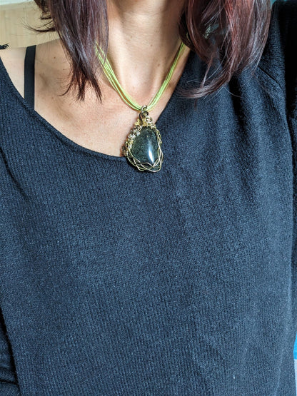 Collier en obsidienne dorée - Aurore Lune 