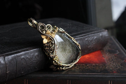 Collier en obsidienne dorée - Aurore Lune 