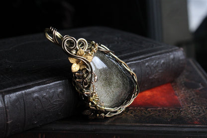 Collier en obsidienne dorée - Aurore Lune 
