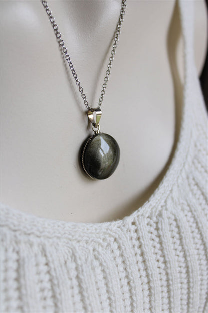 Collier en obsidienne dorée - Aurore Lune 