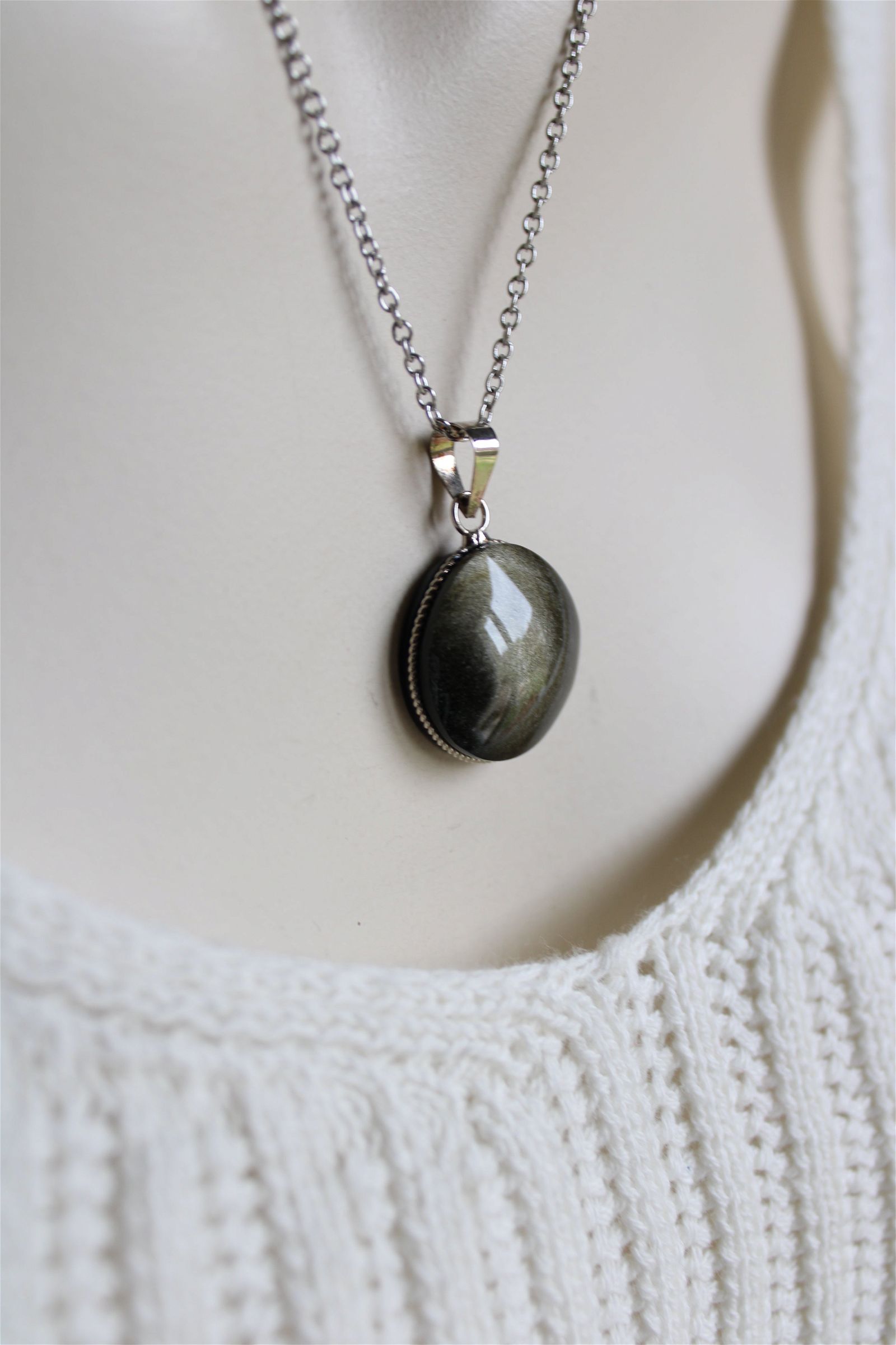 Collier en obsidienne dorée - Aurore Lune 