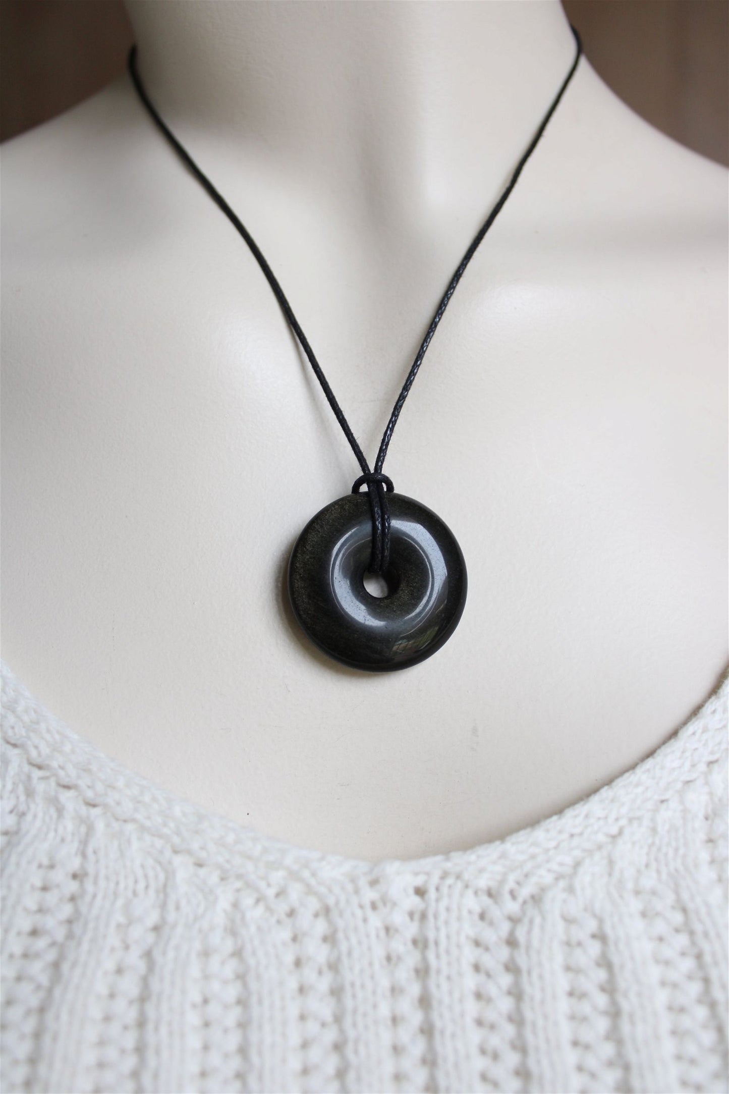 Collier en obsidienne dorée donut - Aurore Lune 