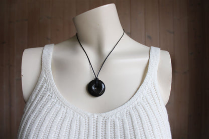 Collier en obsidienne dorée donut - Aurore Lune 