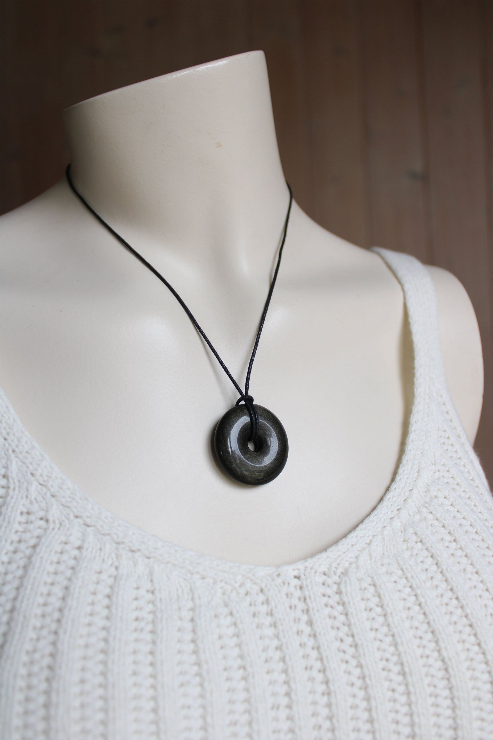 Collier en obsidienne dorée donut - Aurore Lune 