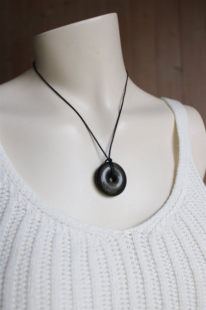 Collier en obsidienne dorée donut - Aurore Lune 