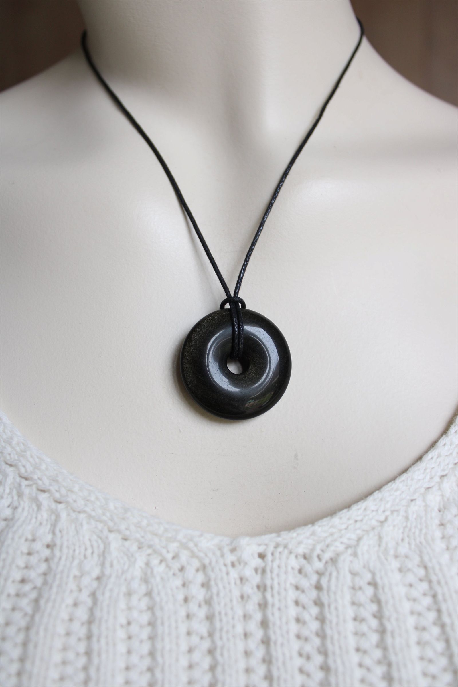 Collier en obsidienne dorée donut - Aurore Lune 