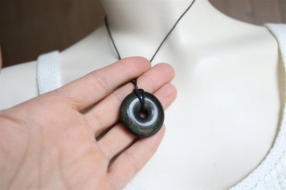 Collier en obsidienne dorée donut - Aurore Lune 