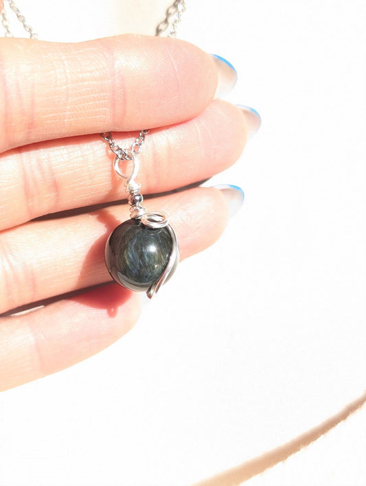 Collier en obsidienne mentogochol - Aurore Lune 
