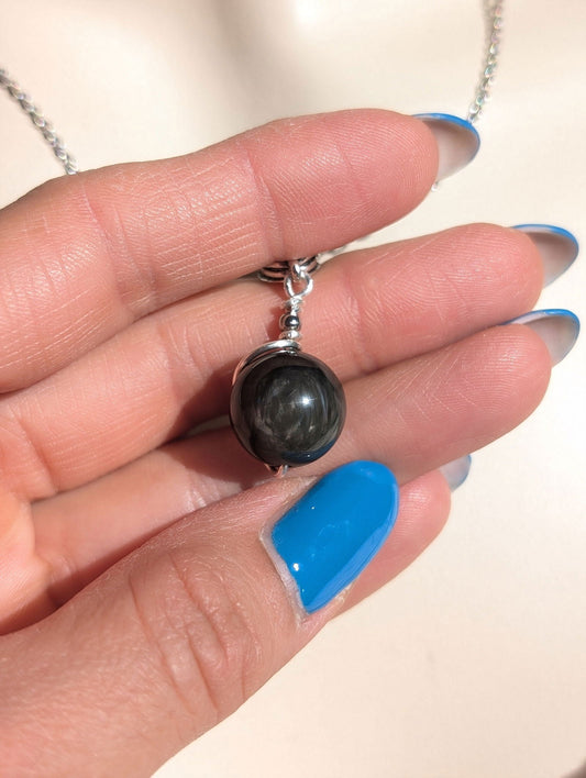 Collier en obsidienne mentogochol - Aurore Lune 