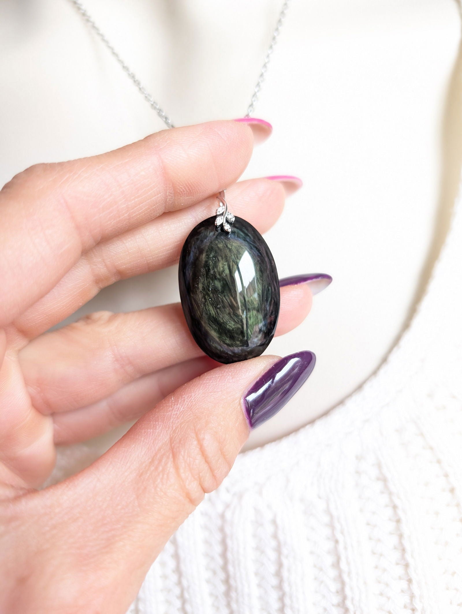 Collier en obsidienne mentogochol - Aurore Lune 