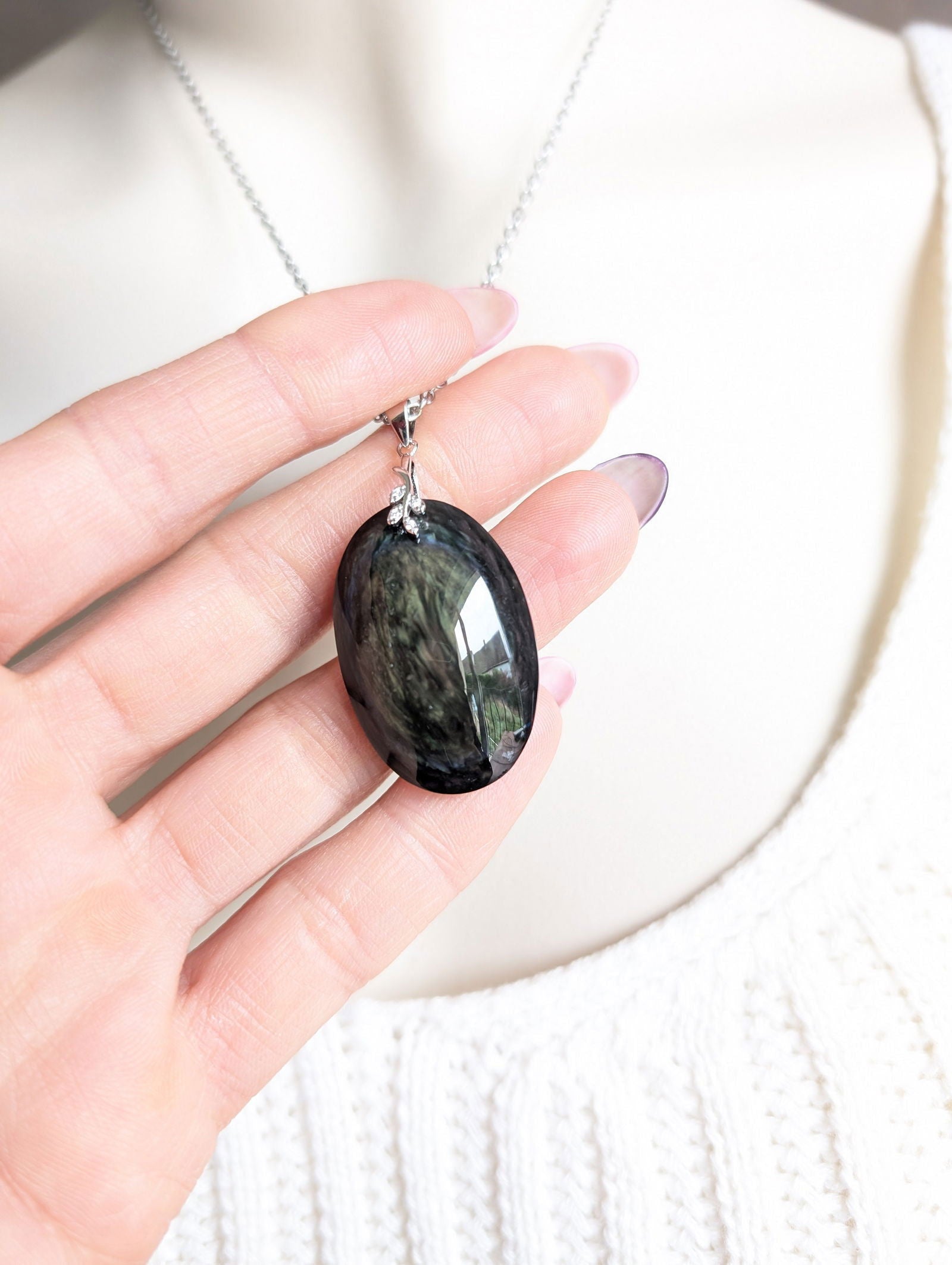 Collier en obsidienne mentogochol - Aurore Lune 