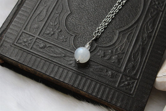 Collier épuré labradorite blanche - Aurore Lune 