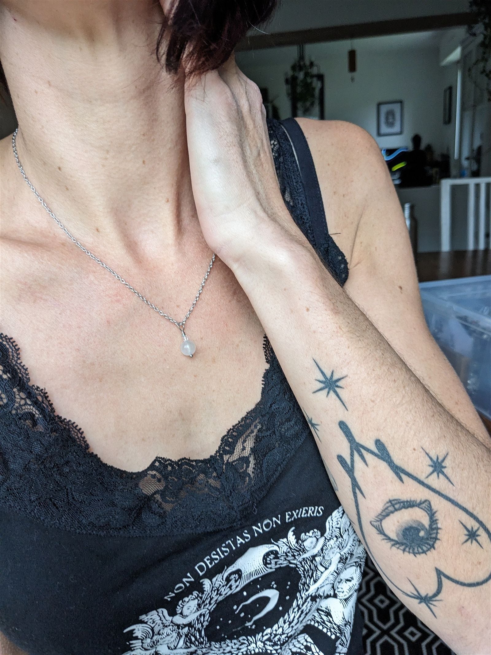 Collier épuré labradorite blanche - Aurore Lune 