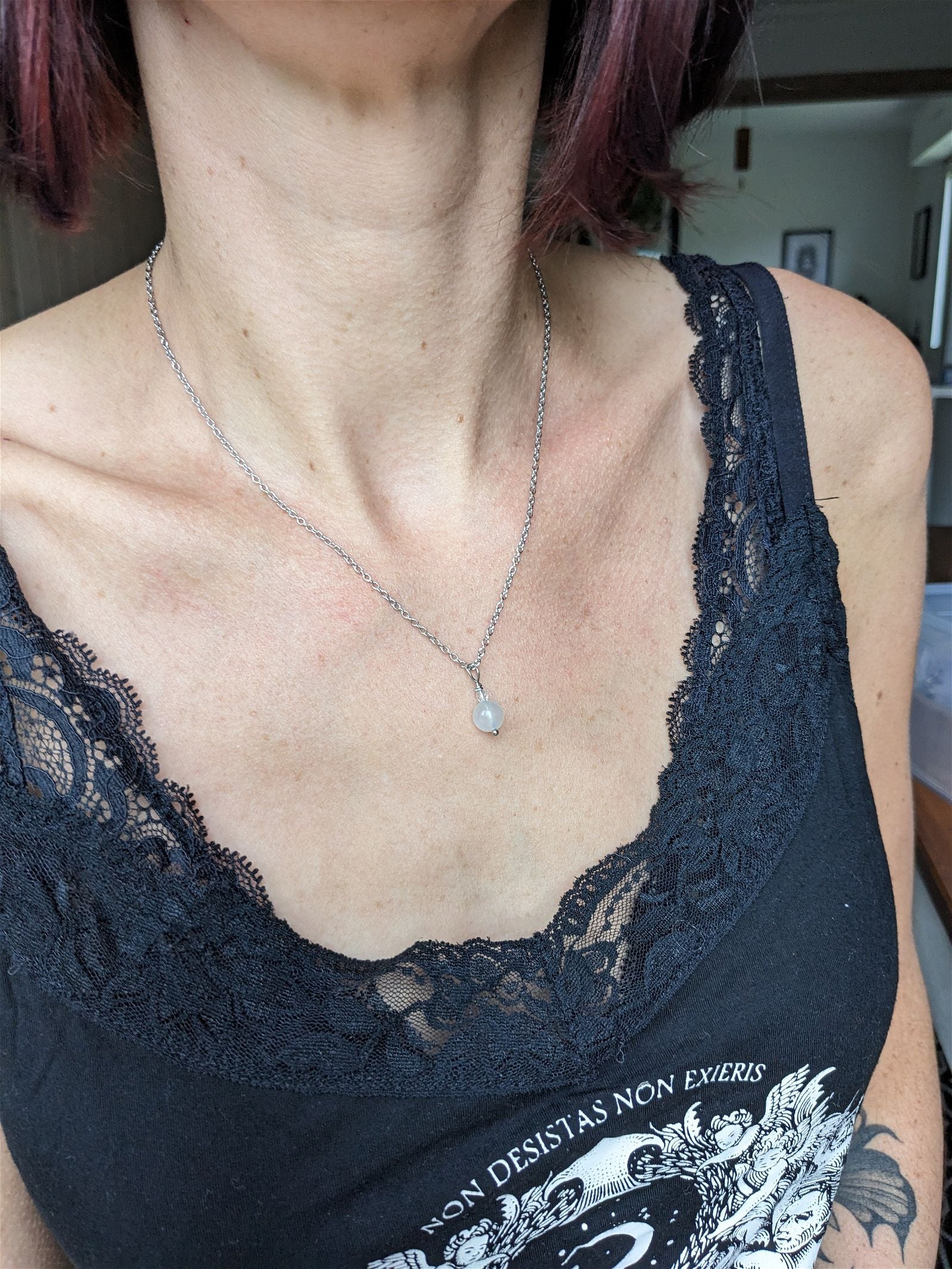 Collier épuré labradorite blanche - Aurore Lune 
