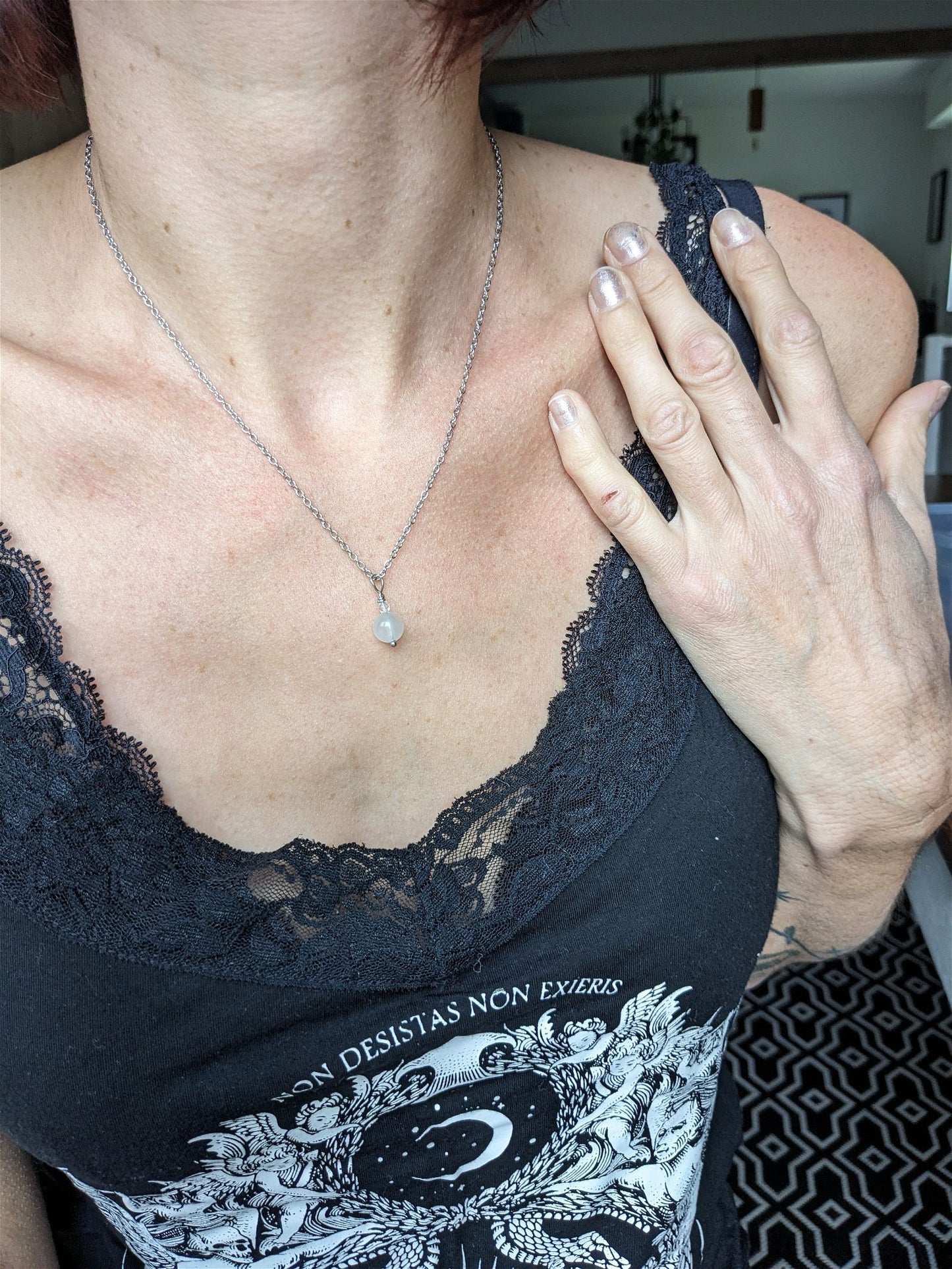 Collier épuré labradorite blanche - Aurore Lune 