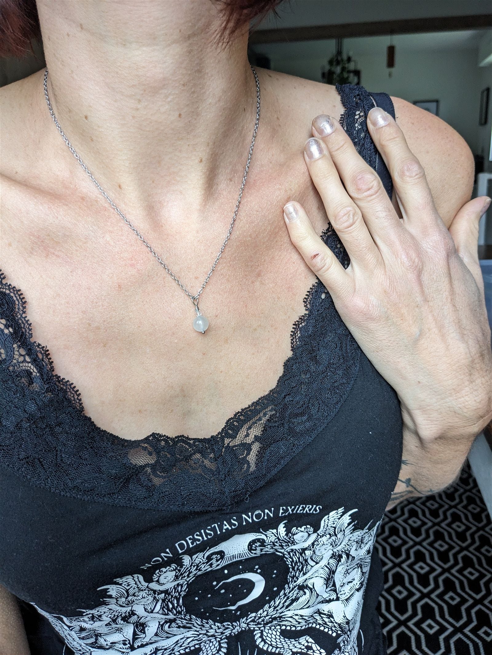 Collier épuré labradorite blanche - Aurore Lune 