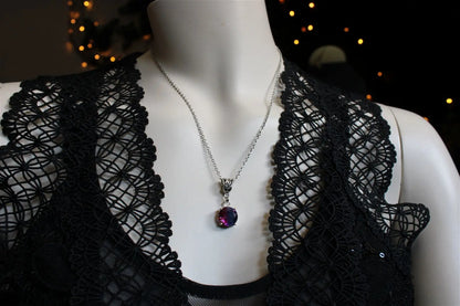 Collier fantaisie avec fausse pierre bicolore - Aurore Lune 