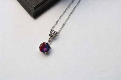 Collier fantaisie avec fausse pierre bicolore - Aurore Lune 