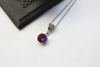 Collier fantaisie avec fausse pierre bicolore - Aurore Lune 