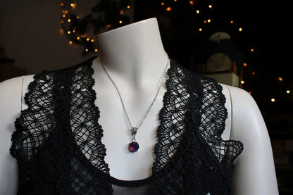 Collier fantaisie avec fausse pierre bicolore - Aurore Lune 