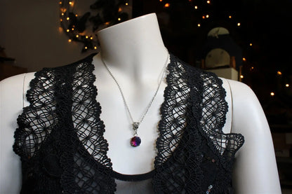 Collier fantaisie avec fausse pierre bicolore - Aurore Lune 