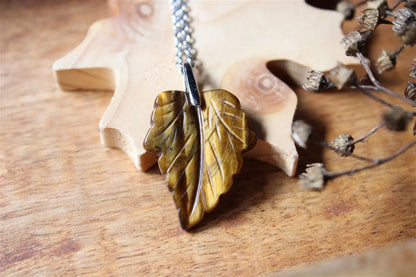 Collier feuille oeil de tigre AU CHOIX - Aurore Lune 