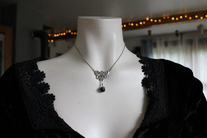 Collier * flambeau * Obsidienne argentée - baroque - boucles d'oreilles en option - Aurore Lune 