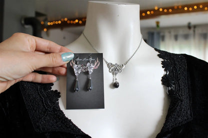 Collier * flambeau * Obsidienne argentée - baroque - boucles d'oreilles en option - Aurore Lune 