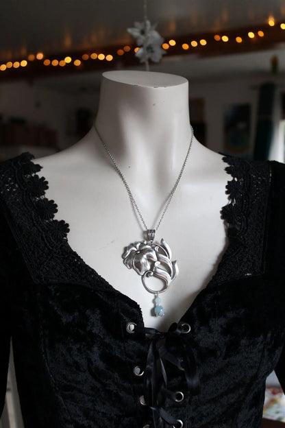 Collier floral en aigue marine - Aurore Lune 