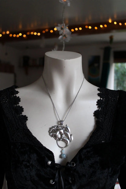 Collier floral en aigue marine - Aurore Lune 