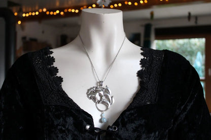 Collier floral en aigue marine - Aurore Lune 