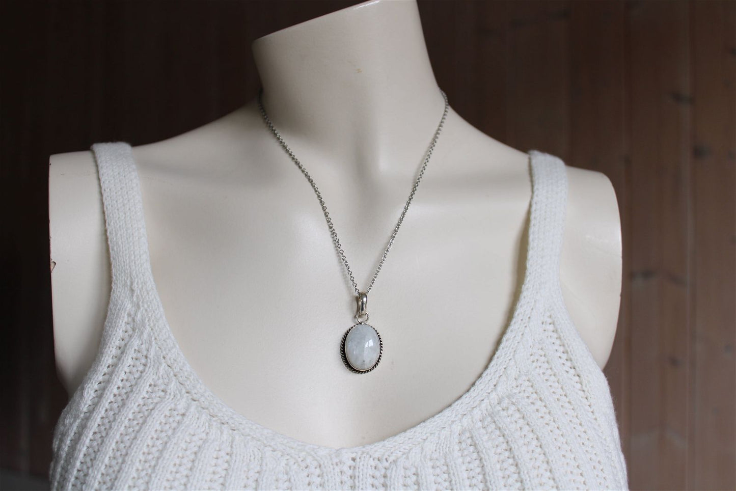 Collier labradorite blanche - Aurore Lune 